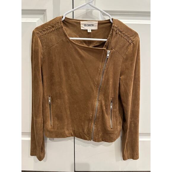 BB Dakota Suede Moto Jacket. Size: Small Color: Brown - Picture 2 of 5